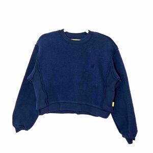 Yellow Label Co Sweatshirt Women’s XS Blue Cropped Inside Out Pullover